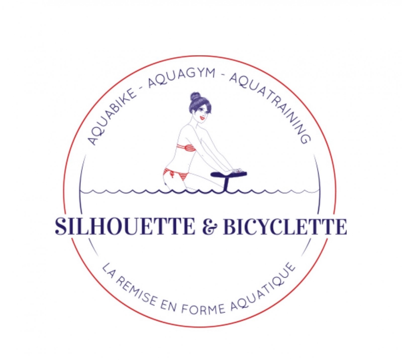centre aquatique silhouette et bicyclette